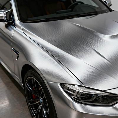 OEM / ODM Metallic Car Wrap Silver Brushed Metal Vinyl Wrap HYH1165