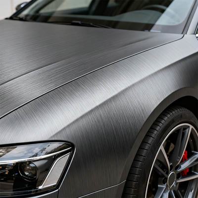 Matte Metallic Grey Vinyl Wrap 1.52mx17.5m Brushed Metal Car Wrap Waterproof HYH1166